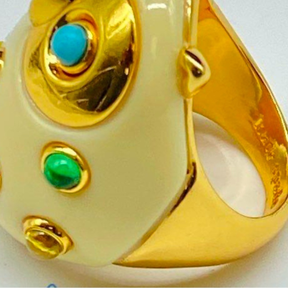 kate spade Gold and Cream Owl Ring with Multicolor Gem Accents - Picture 2 of 9